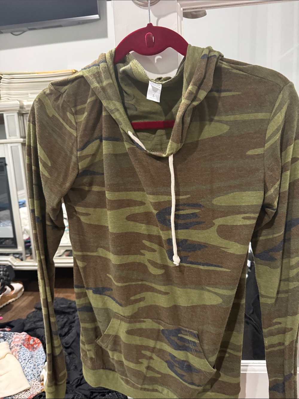 Alternative Apparel Olive and Brown Camo Hooded Pullover